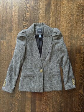 Smythe Grey Tweed Blazer with Gold Buttons